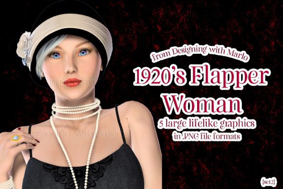 Download 1920's Flapper Girl Poser PNG Graphics 2 - Graphic Collection