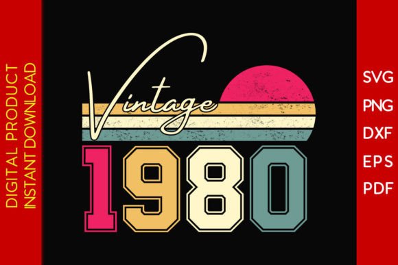Download Vintage Classic Born in 1980 Birthday - Premium Resources