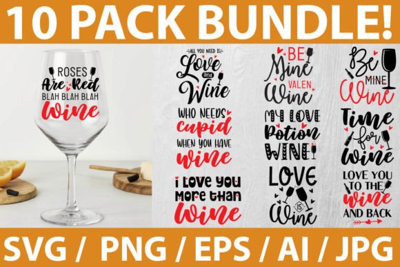 Download Valentine Wine SVG Bundle Vol-1 - Wine svg Collection